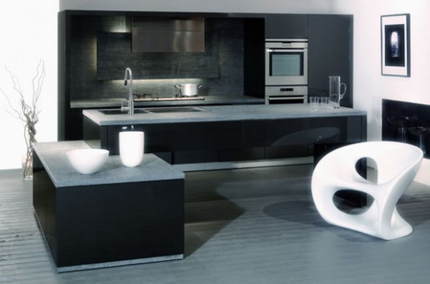 дизайн черно белой кухни