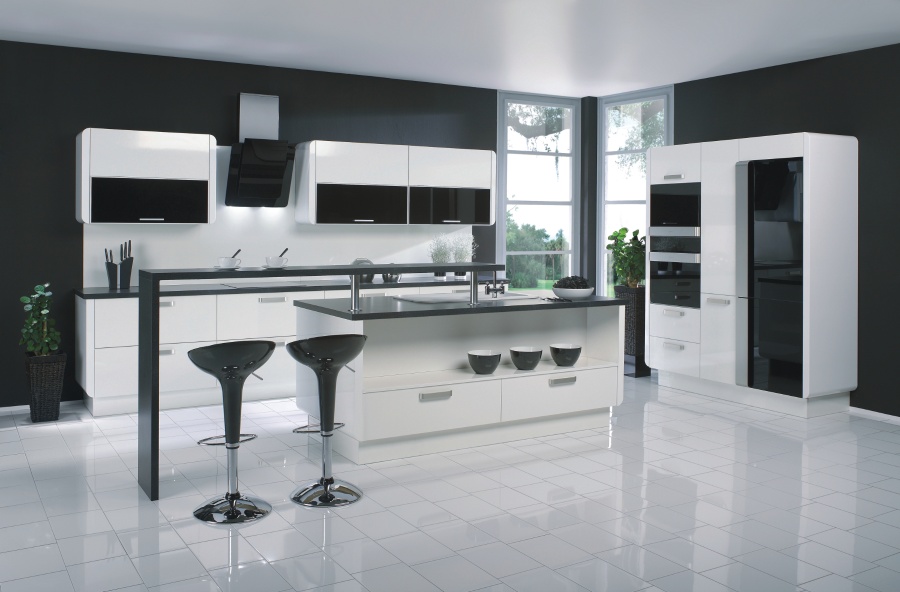 дизайн черно белой кухни
